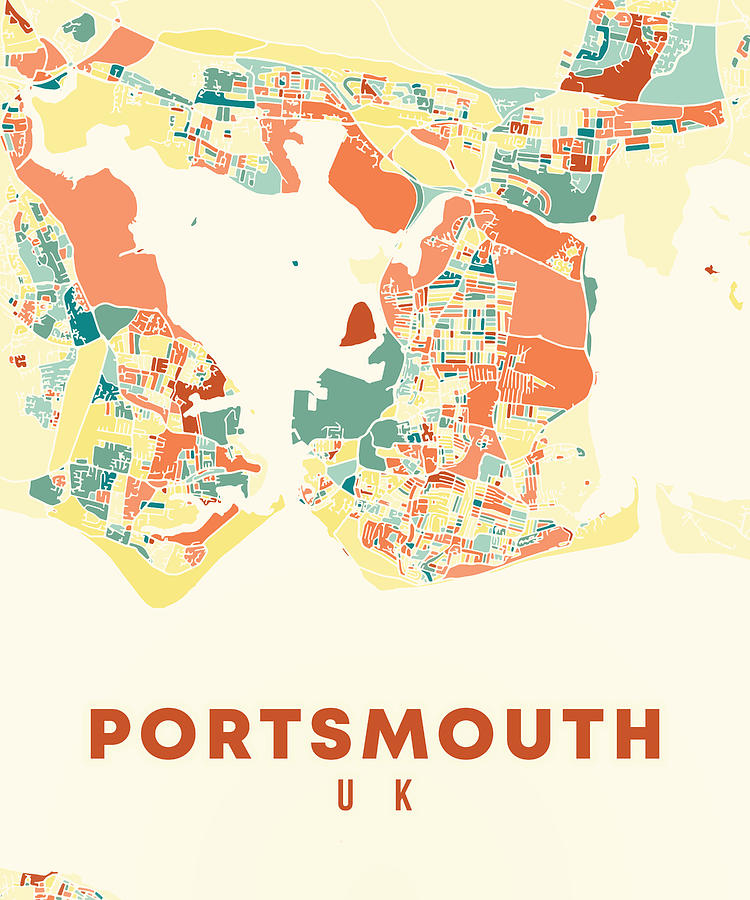 Portsmouth Uk Map Digital Art By Alexandru Chirila - Fine Art America