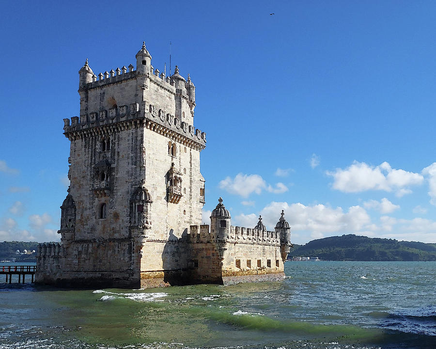 Portugal Belem Castle Tower of Saint Vincent Medieval Fort Lisbon  Digital Art by Irina Sztukowski