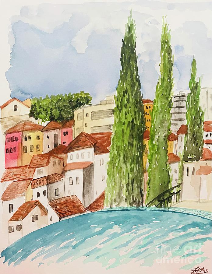 Portugal by the Pool Painting by Tonia Anderson