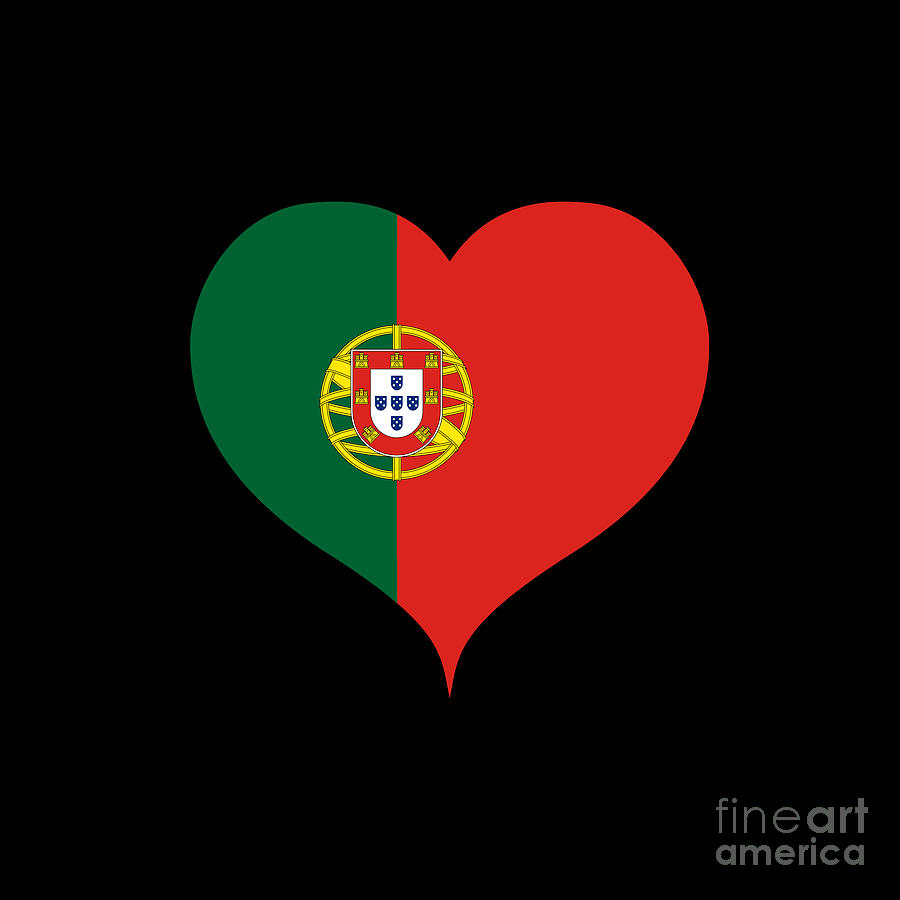 Portugal Flag Portuguese Heart Digital Art by Inspired Images - Fine