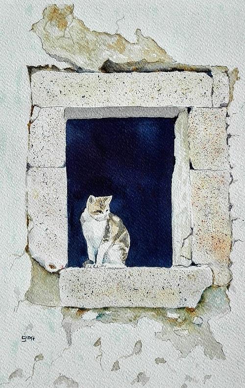Portuguese cat Painting by Sandie Croft