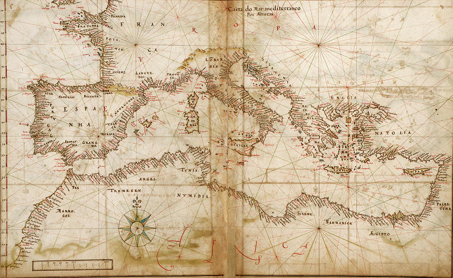 Portuguese maps of the Mediterranean Countries 1630 Drawing by Vintage Maps Portuguese maps of the Mediterranean Countries 1630 Drawing by Vintage Maps