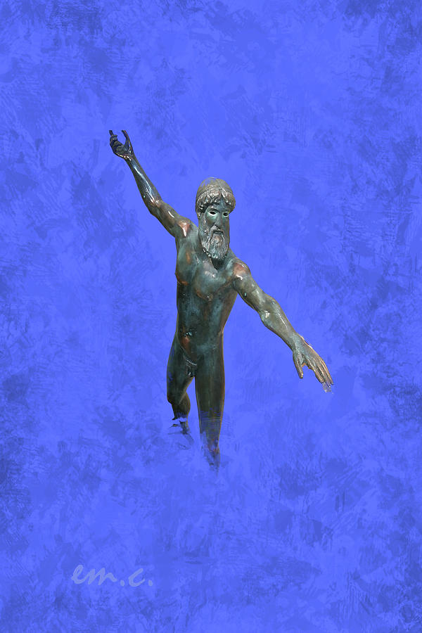 Poseidon God Blue Digital Art