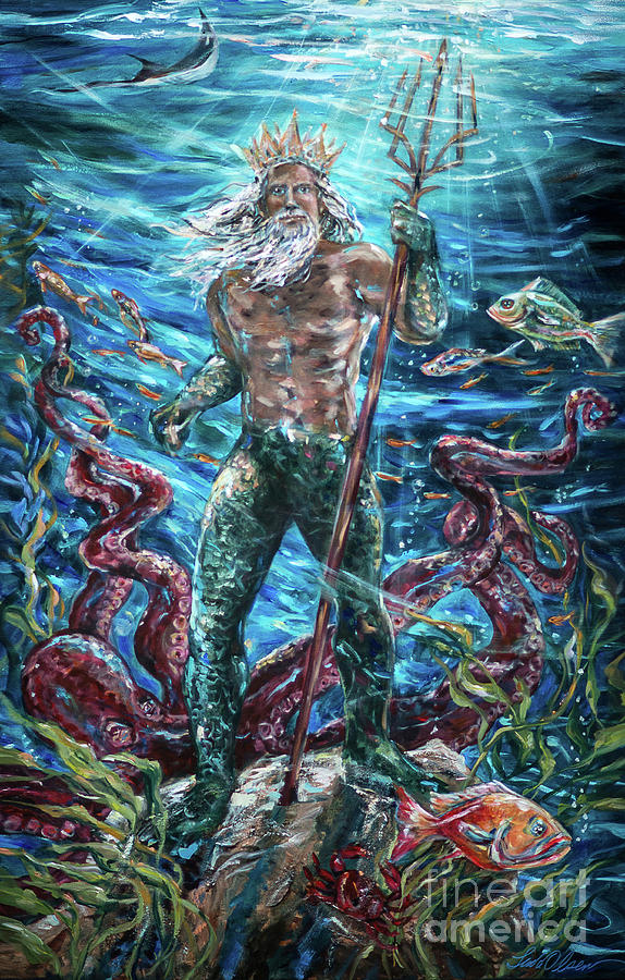 Poseidon Painting by Linda Olsen