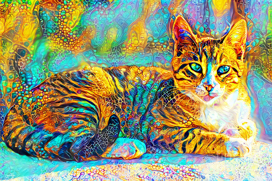 Poseidon The Lost City of Atlantis Cat in Contemporary Vibrant Colors 20201004 v3 Photograph by Wingsdomain Art and Photography