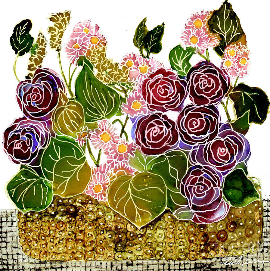 Posies in Pottery Painting by Vicki Baun Barry