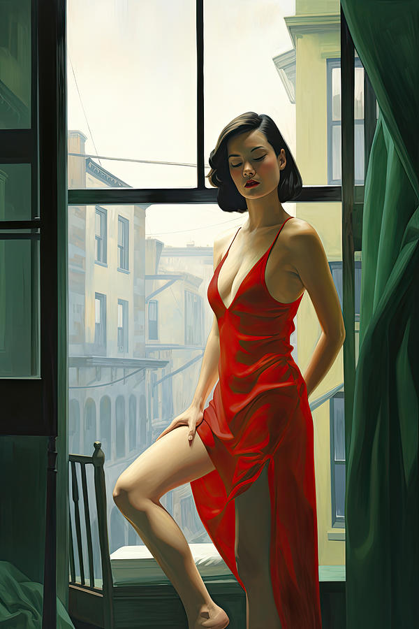 Edward Hopper Painting - Posing before the window by My Head Cinema