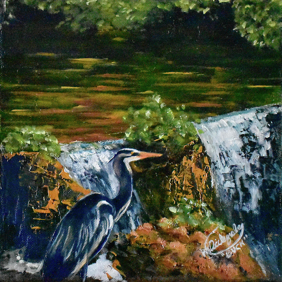 Posing Heron Painting by William Dickgraber