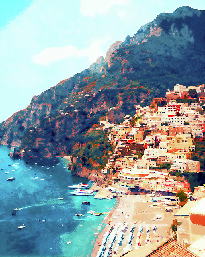 Positano, beauty of Italy - 08 Painting by AM FineArtPrints - Fine Art ...