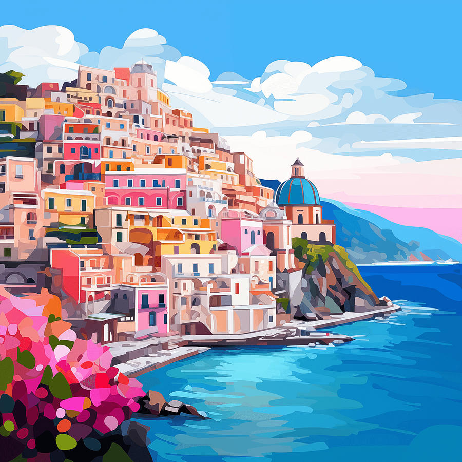 Positano - Italy Digital Art by Petra Roest - Fine Art America