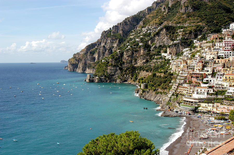 Positano on the Amalfi coastline with crystal blue ocean views  Photograph by Gunther Allen