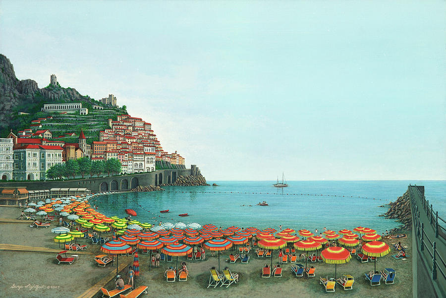 Positano, The Amalfi Coast of Italy Painting by George Lightfoot