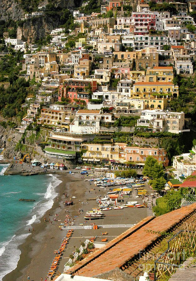 Positano village on the Amalfi coastline from a birds eye view Photograph by Gunther Allen