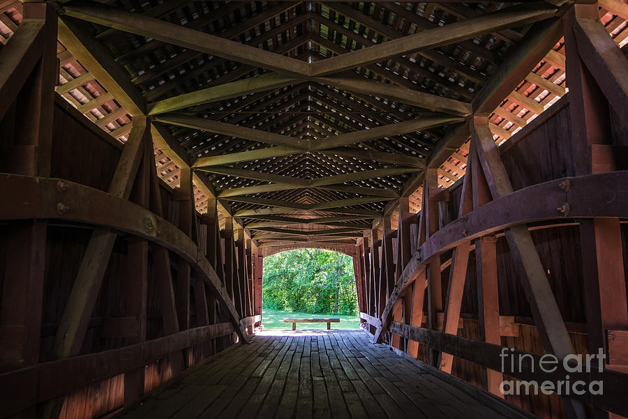 Possum Bottom Covered Bridge Interior - Dana - Indiana Photograph by Gary Whitton