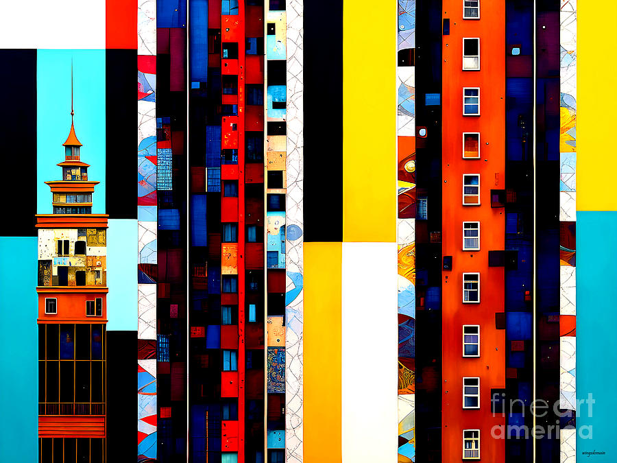 Post De Stijl Modern Abstract City 20230505j Mixed Media by Wingsdomain Art and Photography