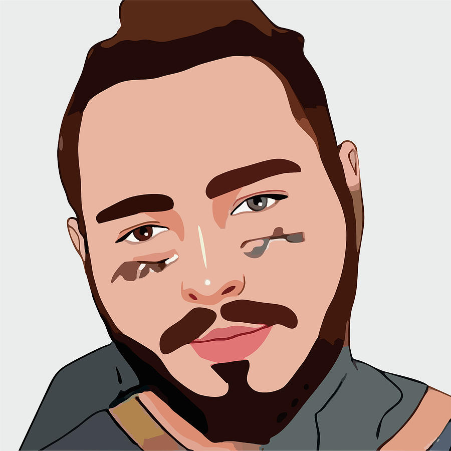 Post Malone Cartoon Portrait 1 Digital Art by Ahmad Nusyirwan