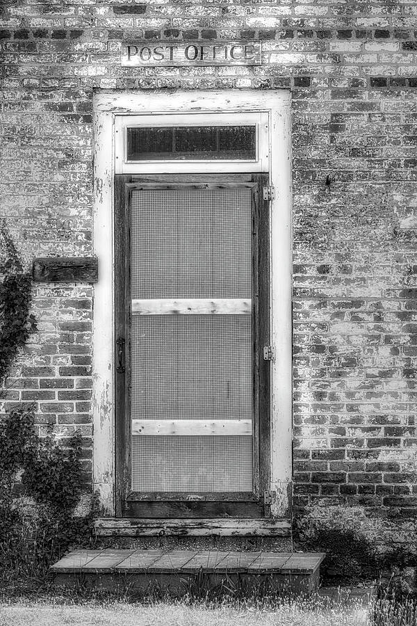 Post Office Door BW Photograph by Susan Candelario