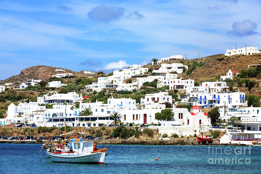 Postcard View of Mykonos Greece Photograph by John Rizzuto