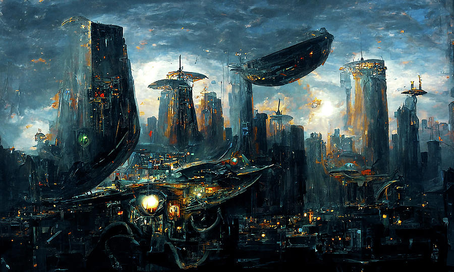 Postcards from the Future - Alien Metropolis, 05 Painting by AM FineArtPrints
