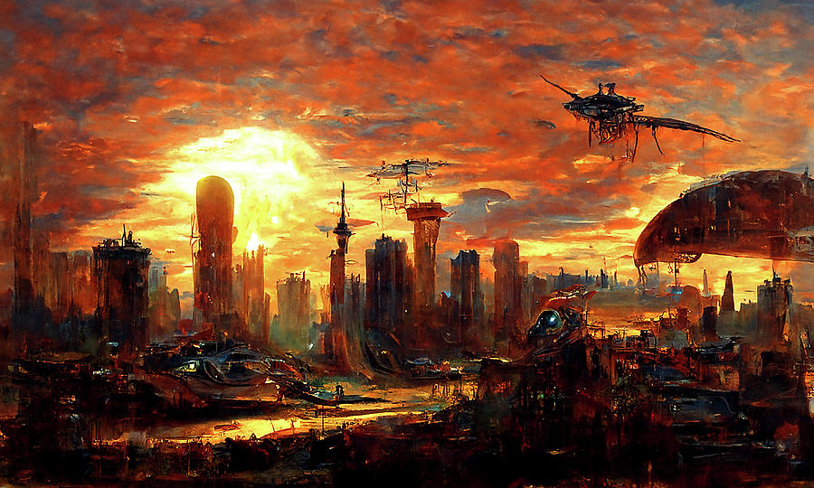 Postcards from the Future - Alien Metropolis, 06 Painting by AM FineArtPrints