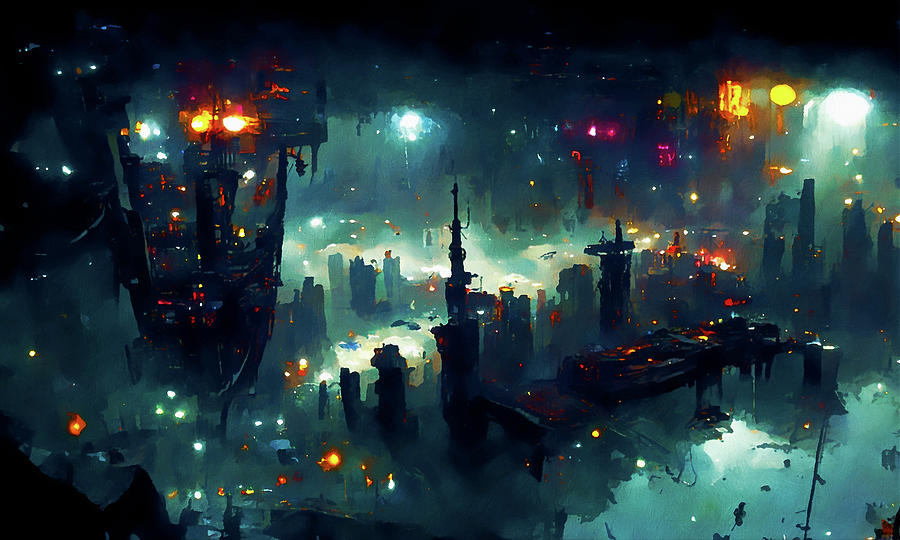 Postcards from the Future - Cyberpunk Cityscape, 04 Painting by AM FineArtPrints
