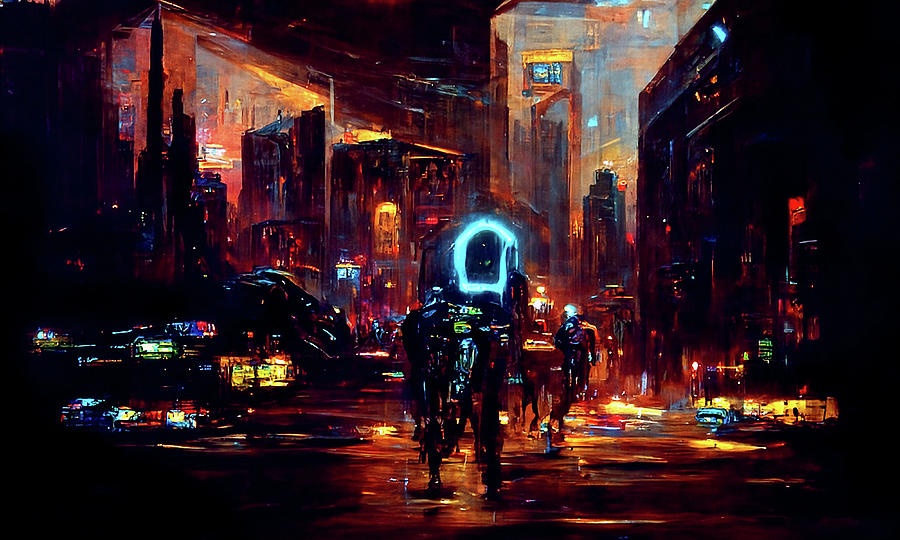 Postcards from the Future - Cyberpunk Street, 03 Painting by AM FineArtPrints