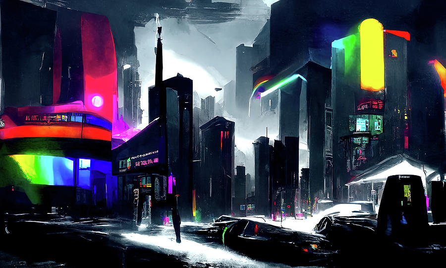 Postcards from the Future - Neon City, 03 Painting by AM FineArtPrints