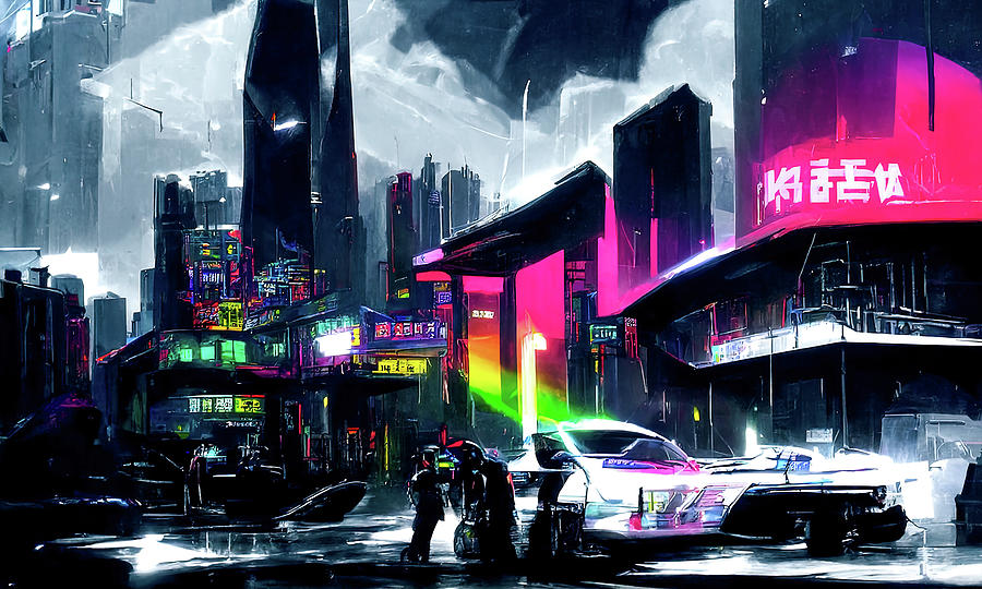 Postcards from the Future - Neon City, 04 Painting by AM FineArtPrints