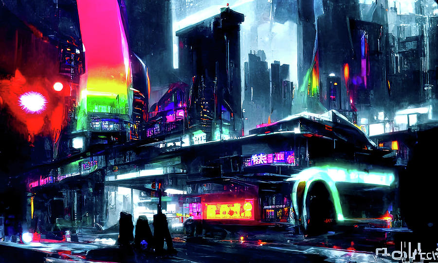 Postcards from the Future - Neon City, 05 Painting by AM FineArtPrints
