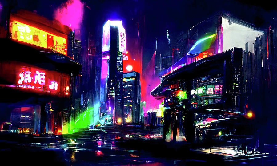 Postcards from the Future - Neon City, 06 Painting by AM FineArtPrints