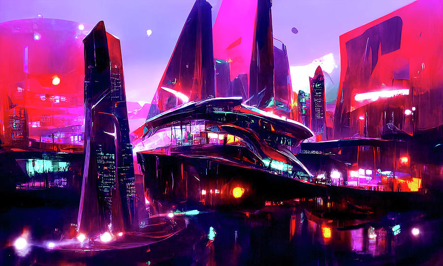 Postcards from the Future - Neon City, 07 Painting by AM FineArtPrints