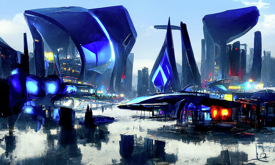 Postcards from the Future - Neon City, 08 Painting by AM FineArtPrints