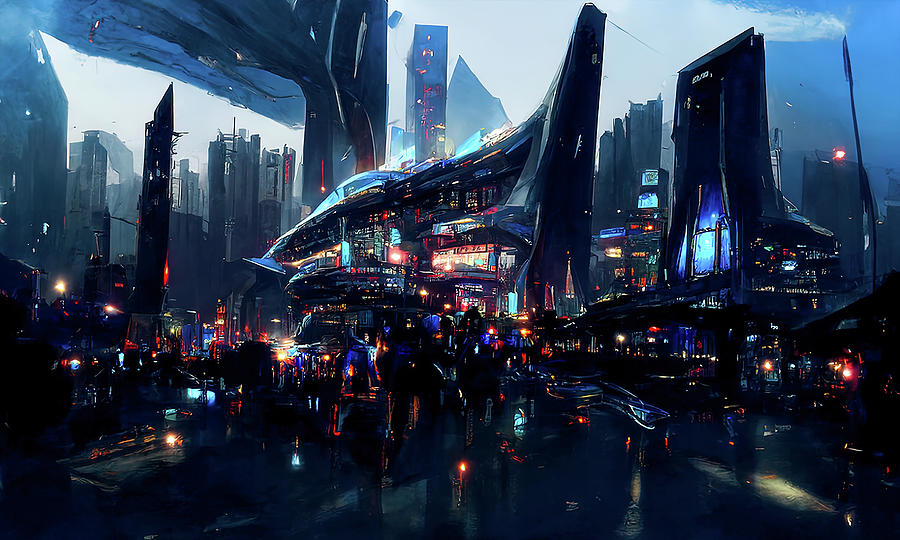 Postcards from the Future - Neon City, 09 Painting by AM FineArtPrints