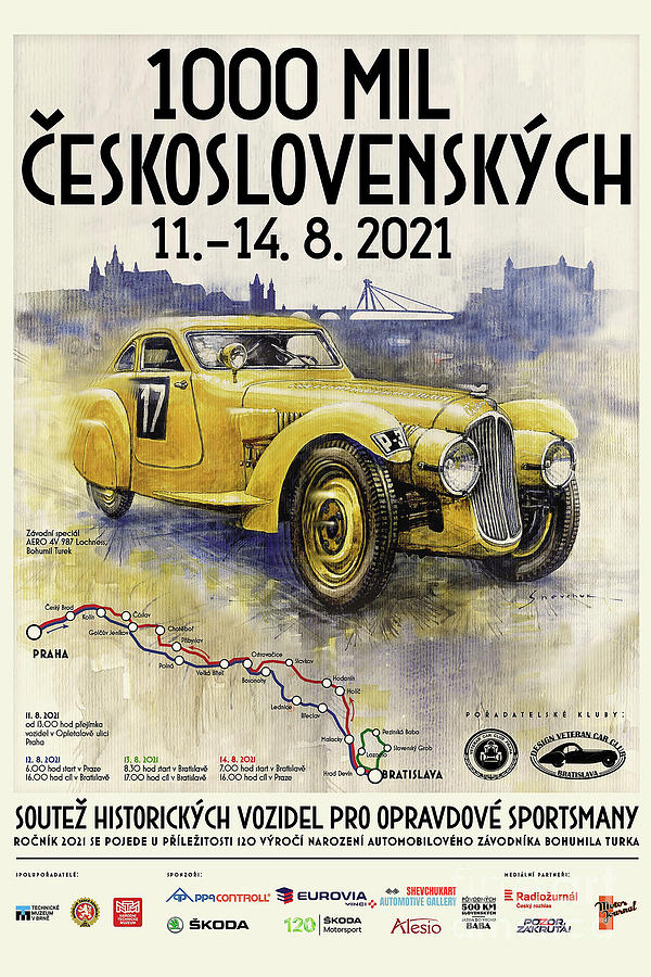 Vintage Mixed Media - Poster 1000 mil Ceskoslovenskych 2021 by Yuriy Shevchuk