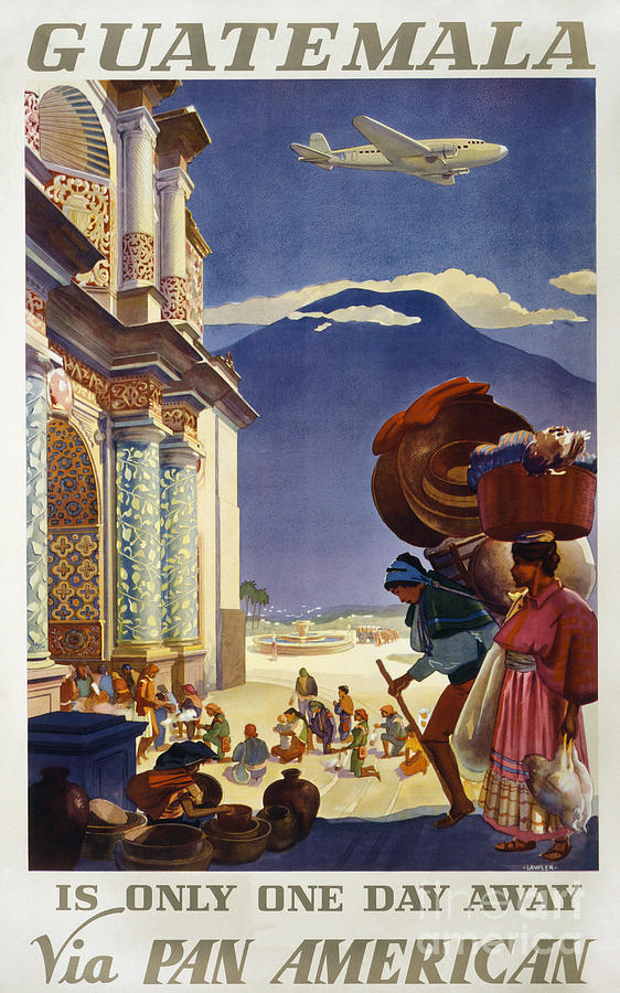 POSTER AD - PAN AM TO GUATEMALA, c1938 Drawing by Paul George Lawler