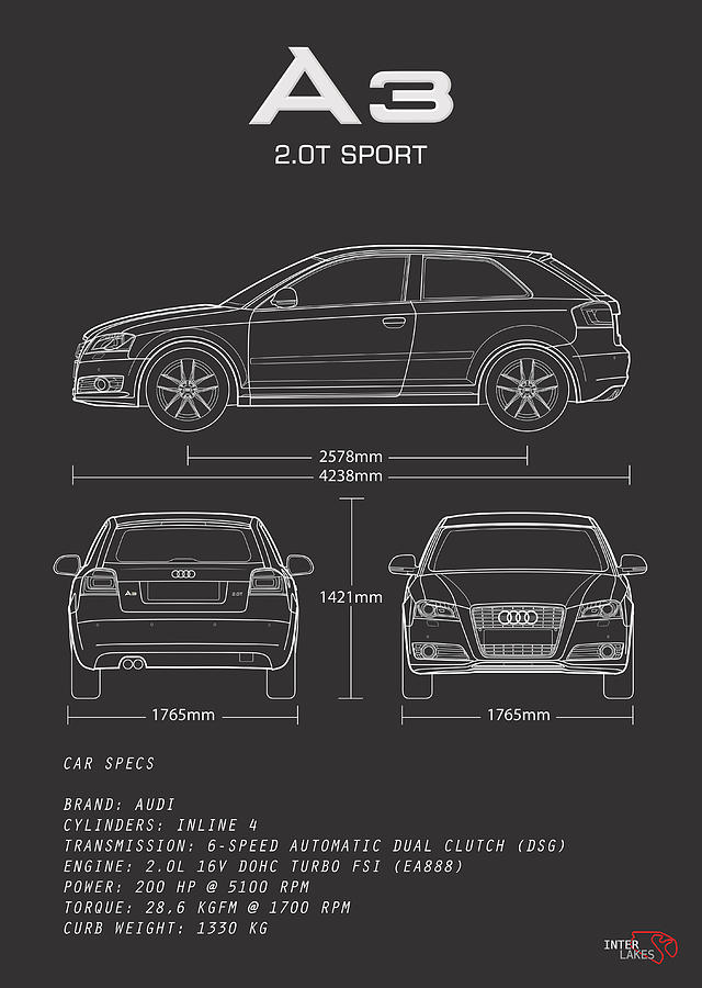 Poster Audi A3 2.0t Sport 8p by Interlakes
