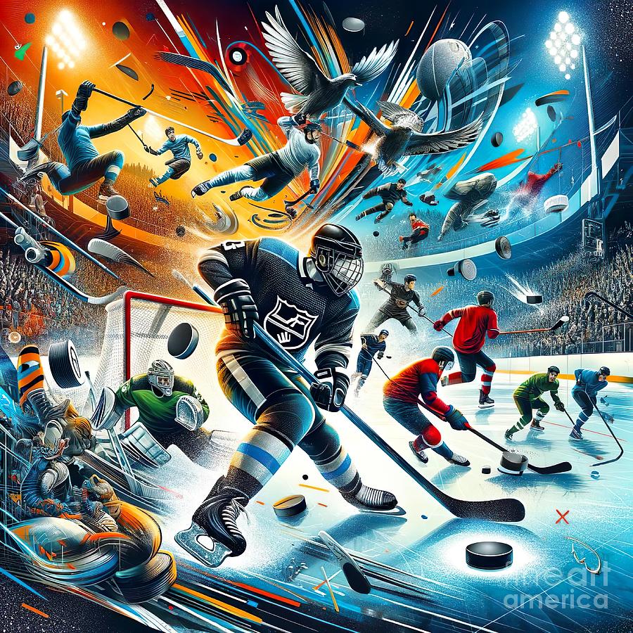 Ice Hockey Digital Art - Poster collage for ice hockey -1 by Movie World Posters