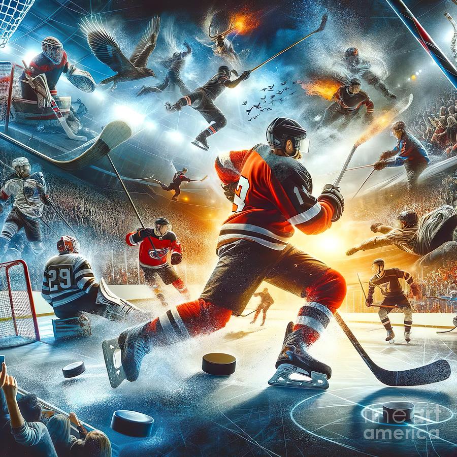 Ice Hockey Digital Art - Poster collage for ice hockey -2 by Movie World Posters