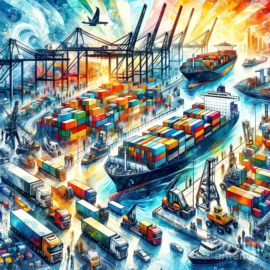 Abstract Pattern Digital Art - Poster collage for the freight industry - 2 by Movie World Posters