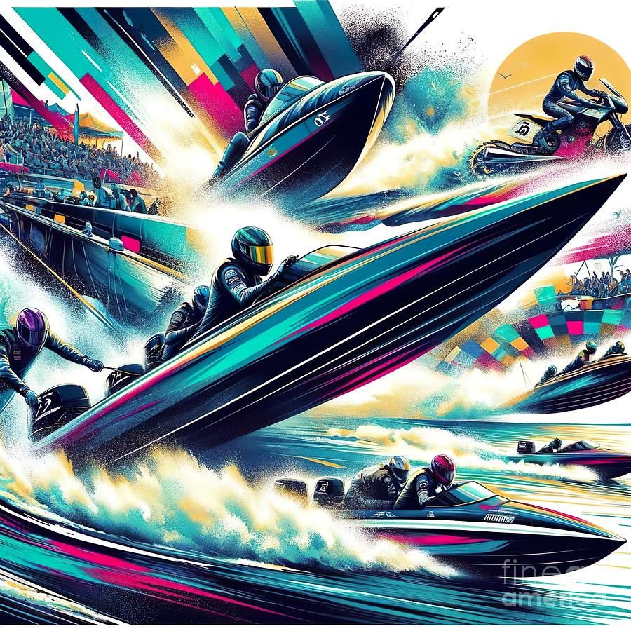 Boat Racing Digital Art - Poster collage of boat racing -2 by Movie World Posters