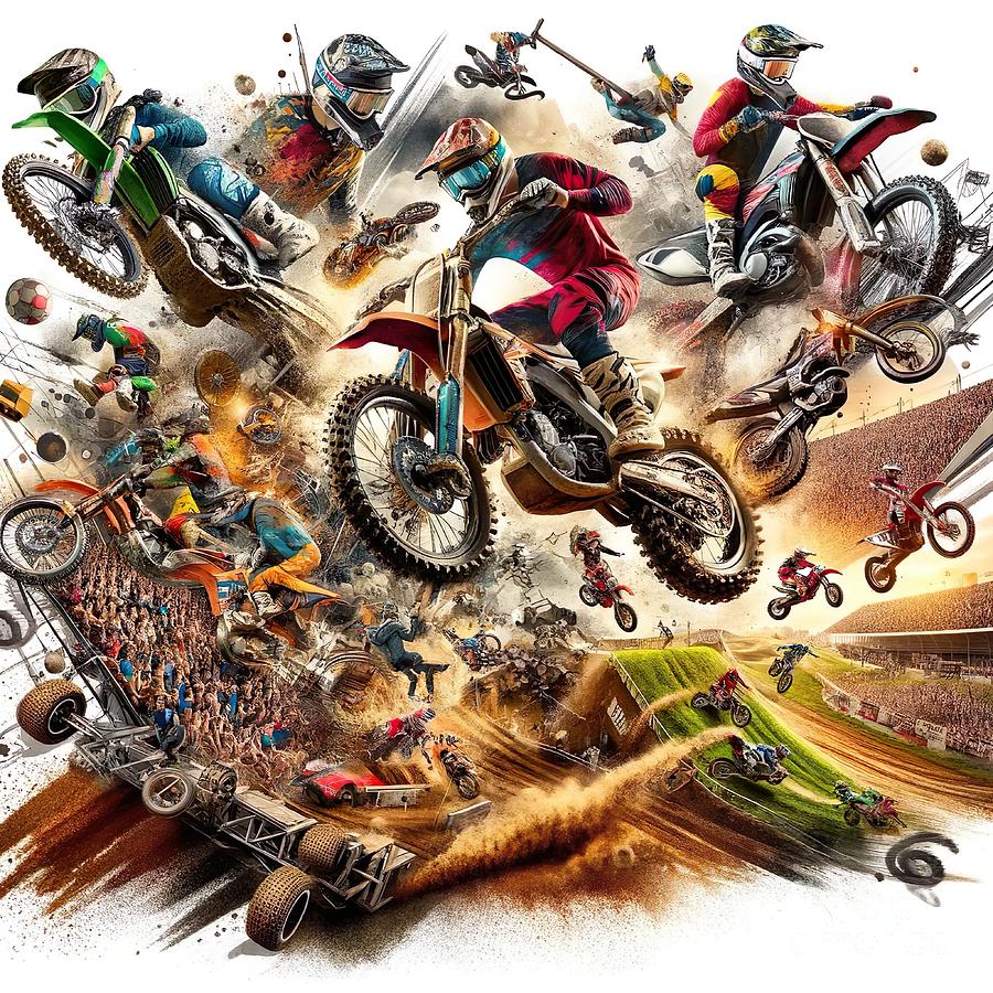 Collage Digital Art - Poster collage of motocross -2 by Movie World Posters