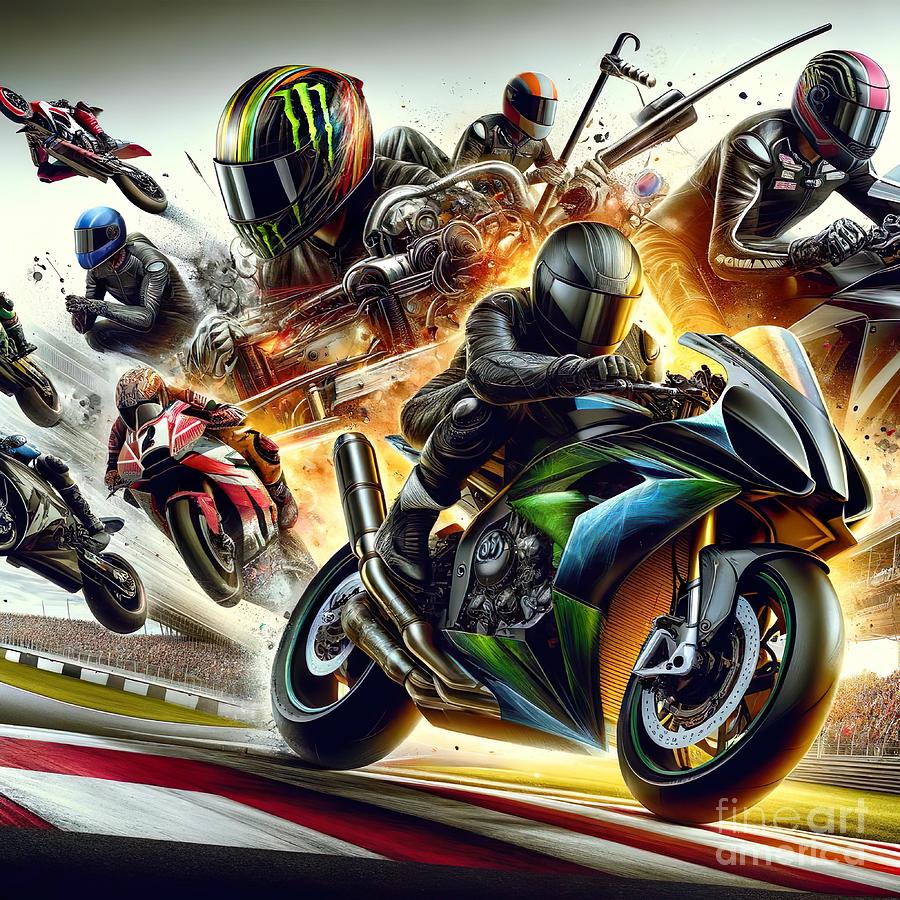Motorsport Racing Digital Art - Poster collage of motorsport racing -1 by Movie World Posters
