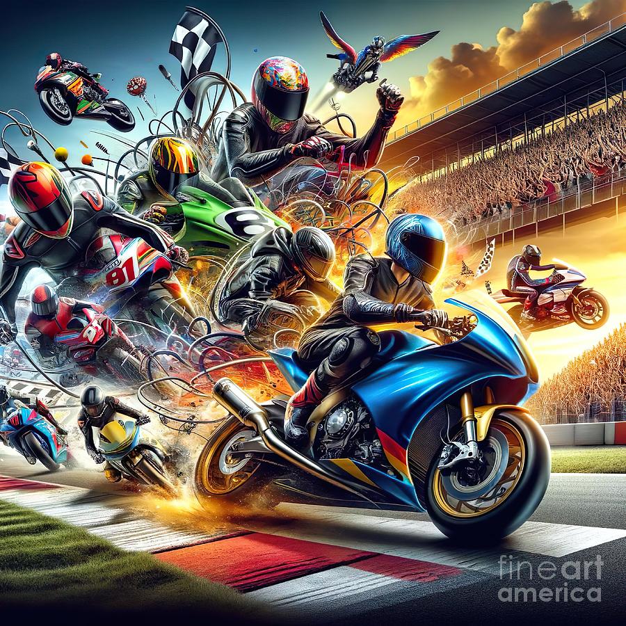 Motorsport Racing Digital Art - Poster collage of motorsport racing -2 by Movie World Posters