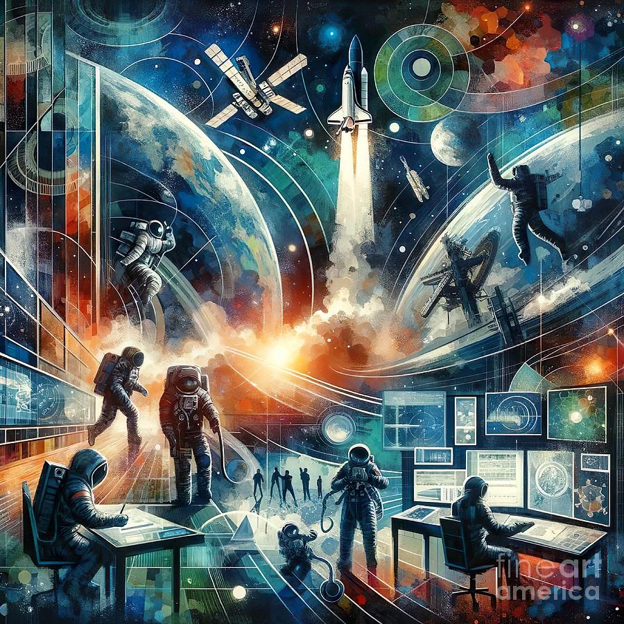 Poster collage of space travel profession -1 Digital Art by Movie World Posters