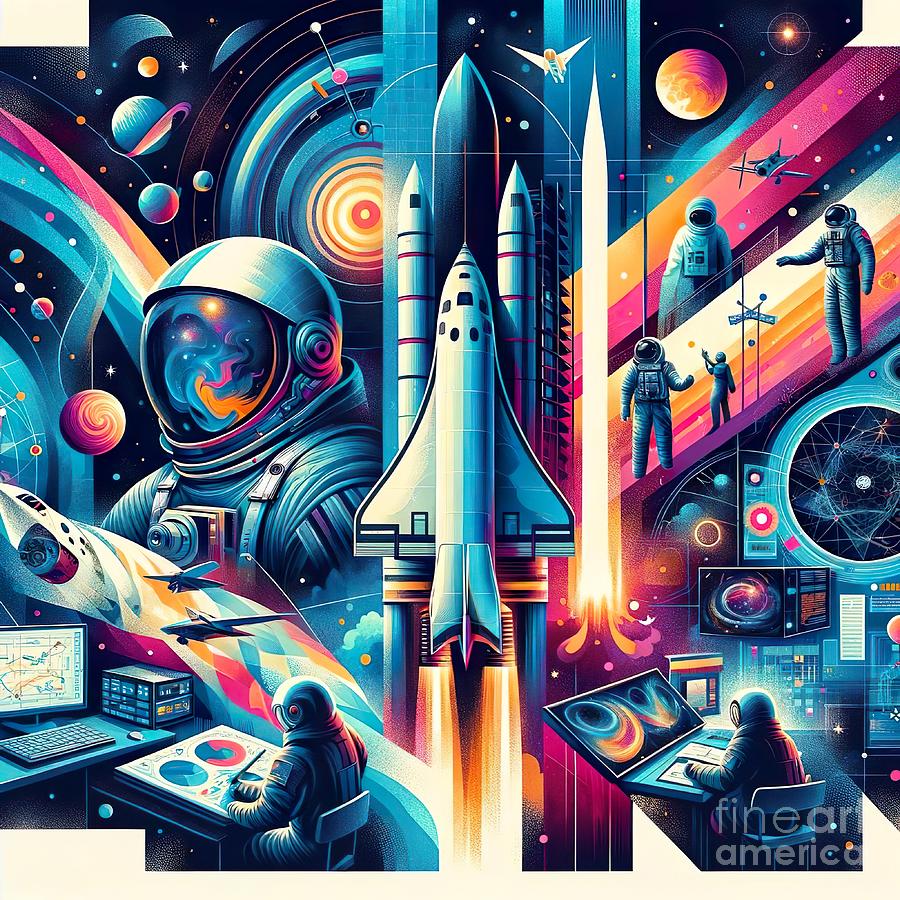 Poster collage of space travel profession -2 Digital Art by Movie World Posters