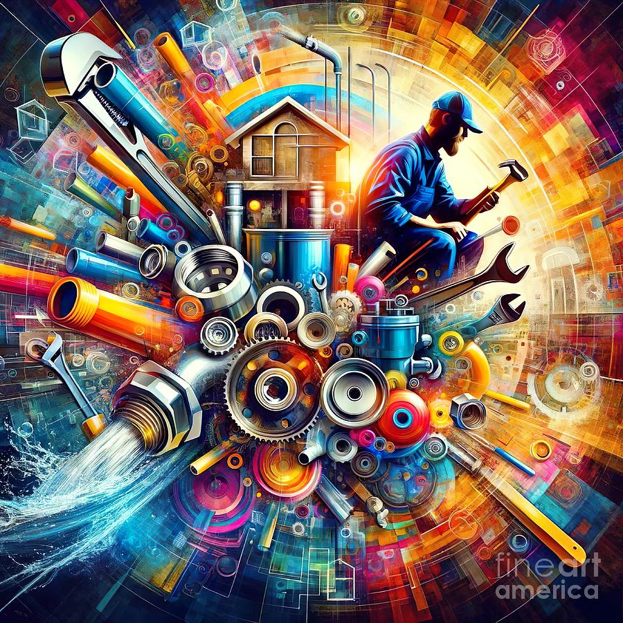 Poster collage of the plumbing profession - 1 Digital Art by Movie World Posters