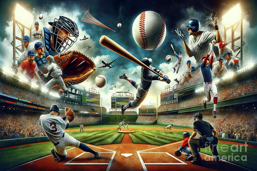Baseball Sport Digital Art - Poster collage of baseball - 1 by Movie World Posters
