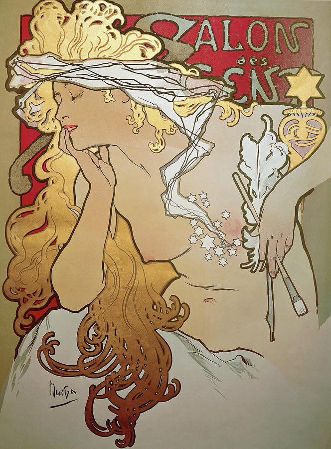 Poster for the andquot, Salon des Centsandquot, nightclub. Painting by Alphonse Mucha -1860-1939-