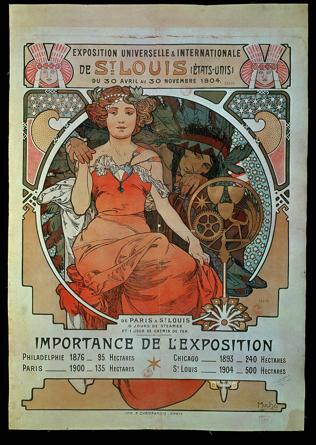 Poster for the Universal and International Exhibition in St. Louis, 1904. Painting by Alphonse Mucha -1860-1939-