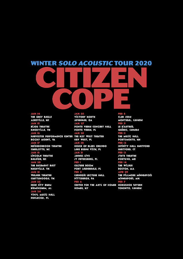 Poster Glossy Winter Solo Acoustic Citizen Cope Tour Dates 2020 Fntsk